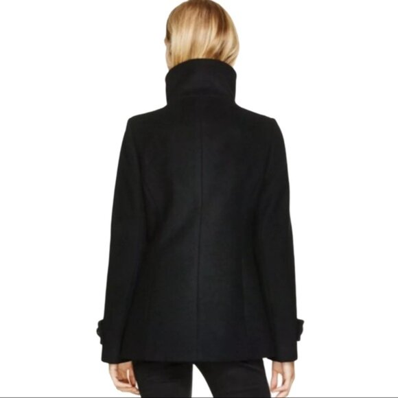 Babaton Womens Howell Black Italian Virgin Wool Cashmere Pea Coat Lined Sz M - Picture 3 of 11
